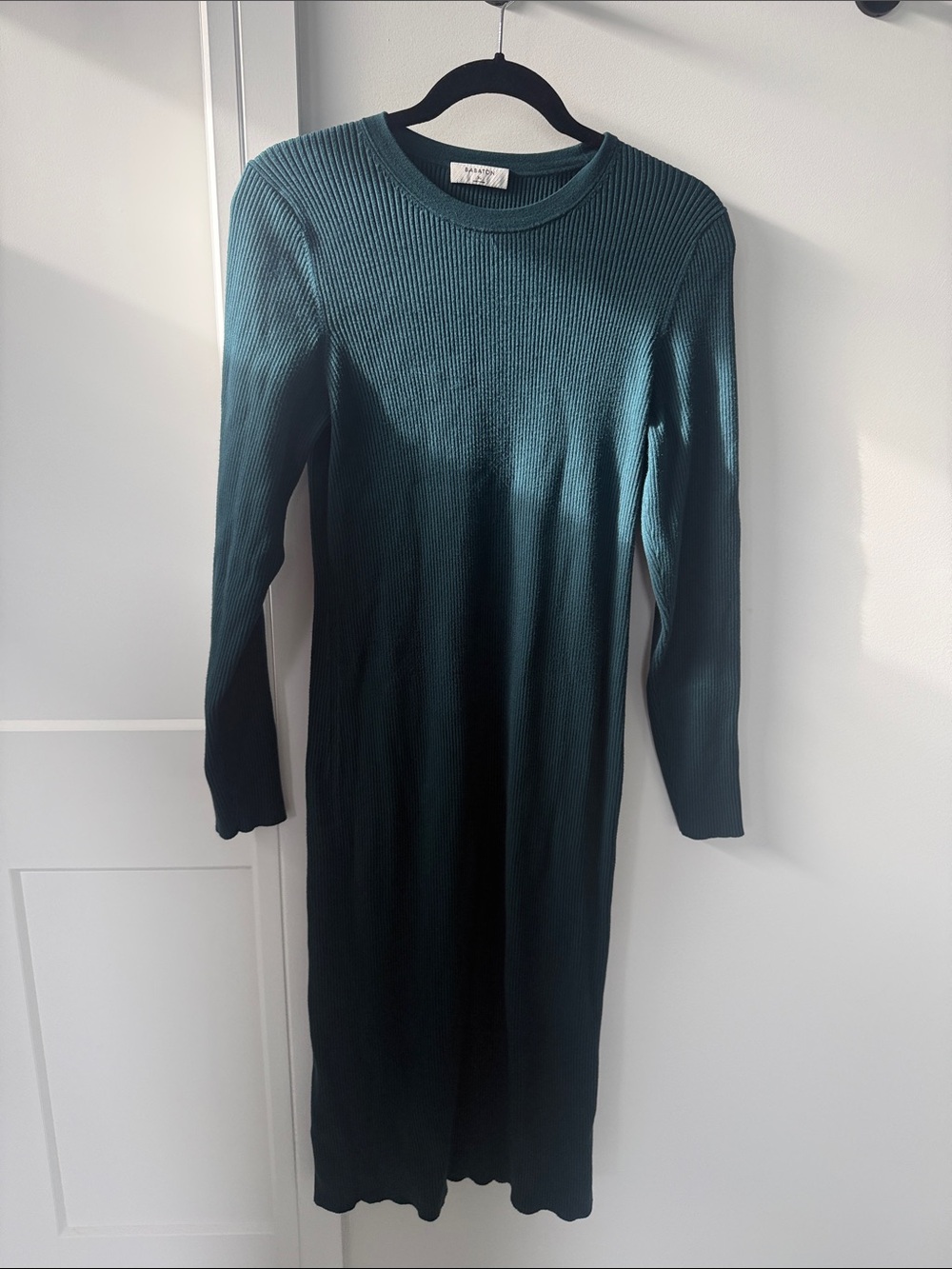 Babaton Aritzia Ribbed Long Sleeve Midi Dress - Teal/emerald green XL